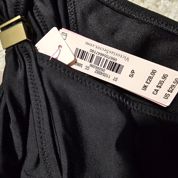 Victoria Secret Black Bikini Set Size Small Bottoms NEW & top Size Medium - Picture 3 of 3